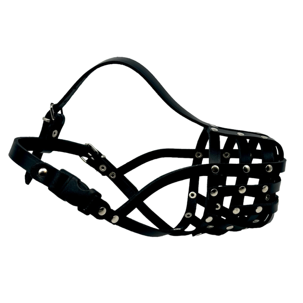 Lightweight Leather Dog Muzzle for Spitz, Poodle, Husky and Other similar snouts