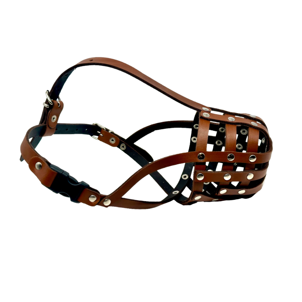 Lightweight Leather Dog Muzzle for Spitz, Poodle, Husky and Other similar snouts