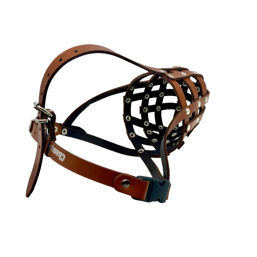 Lightweight Leather Dog Muzzle for Spitz, Poodle, Husky and Other similar snouts