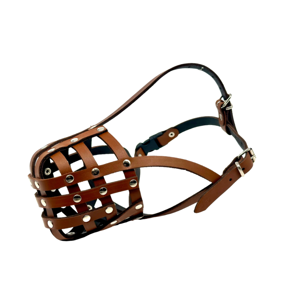 Lightweight Leather Dog Muzzle for Spitz, Poodle, Husky and Other similar snouts