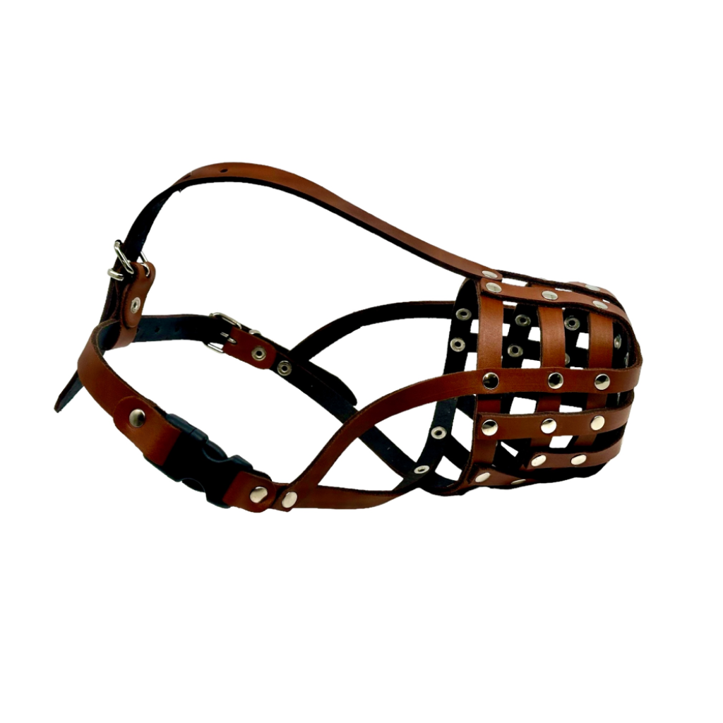 Lightweight Leather Dog Muzzle for Spitz, Poodle, Husky and Other similar snouts