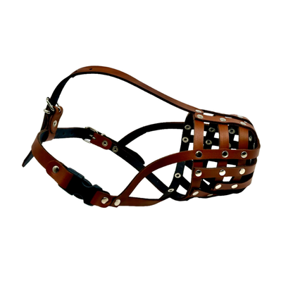 Lightweight Leather Dog Muzzle for Spitz, Poodle, Husky and Other similar snouts