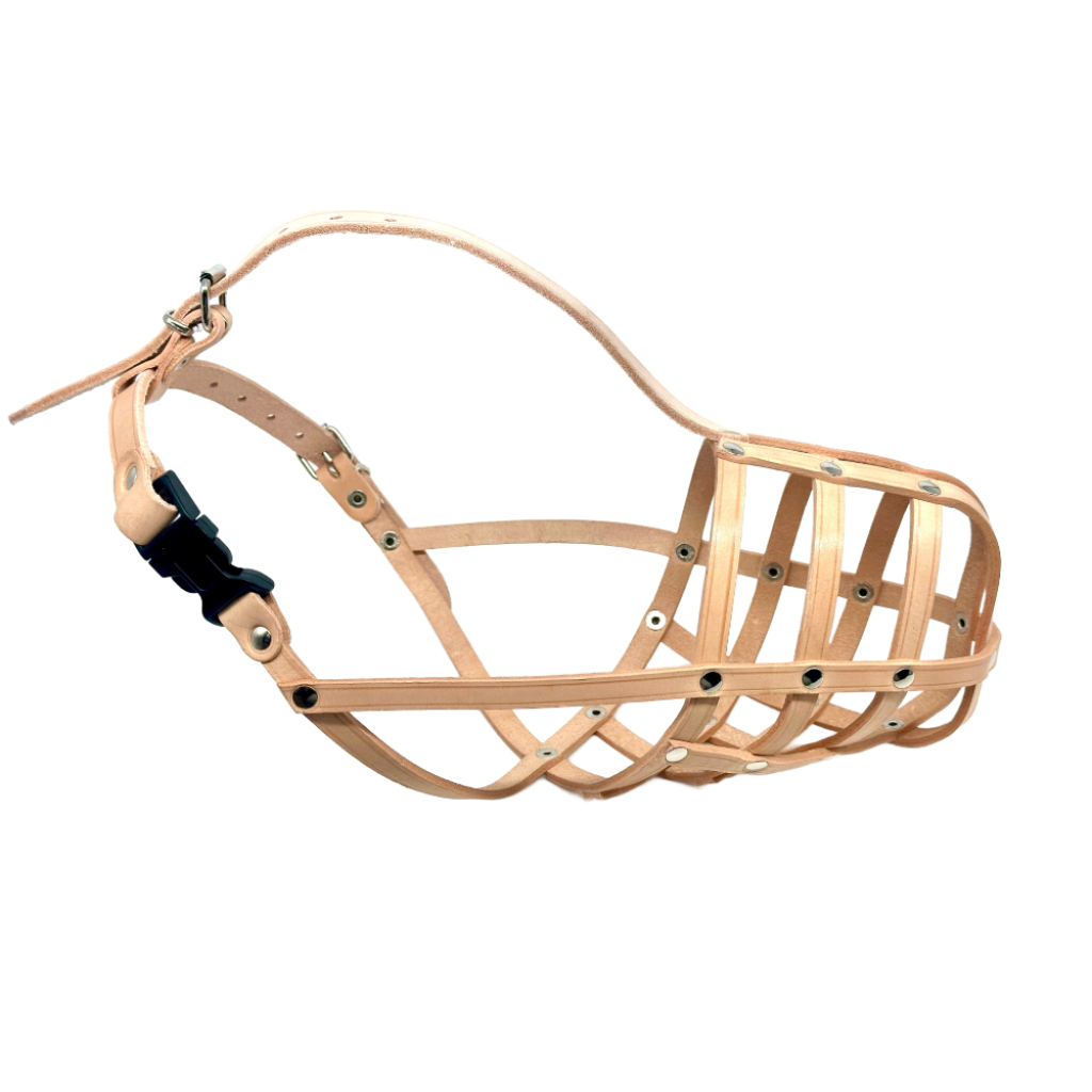 Lightweight Leather Dog Muzzle for Spitz, Poodle, Husky and Other similar snouts