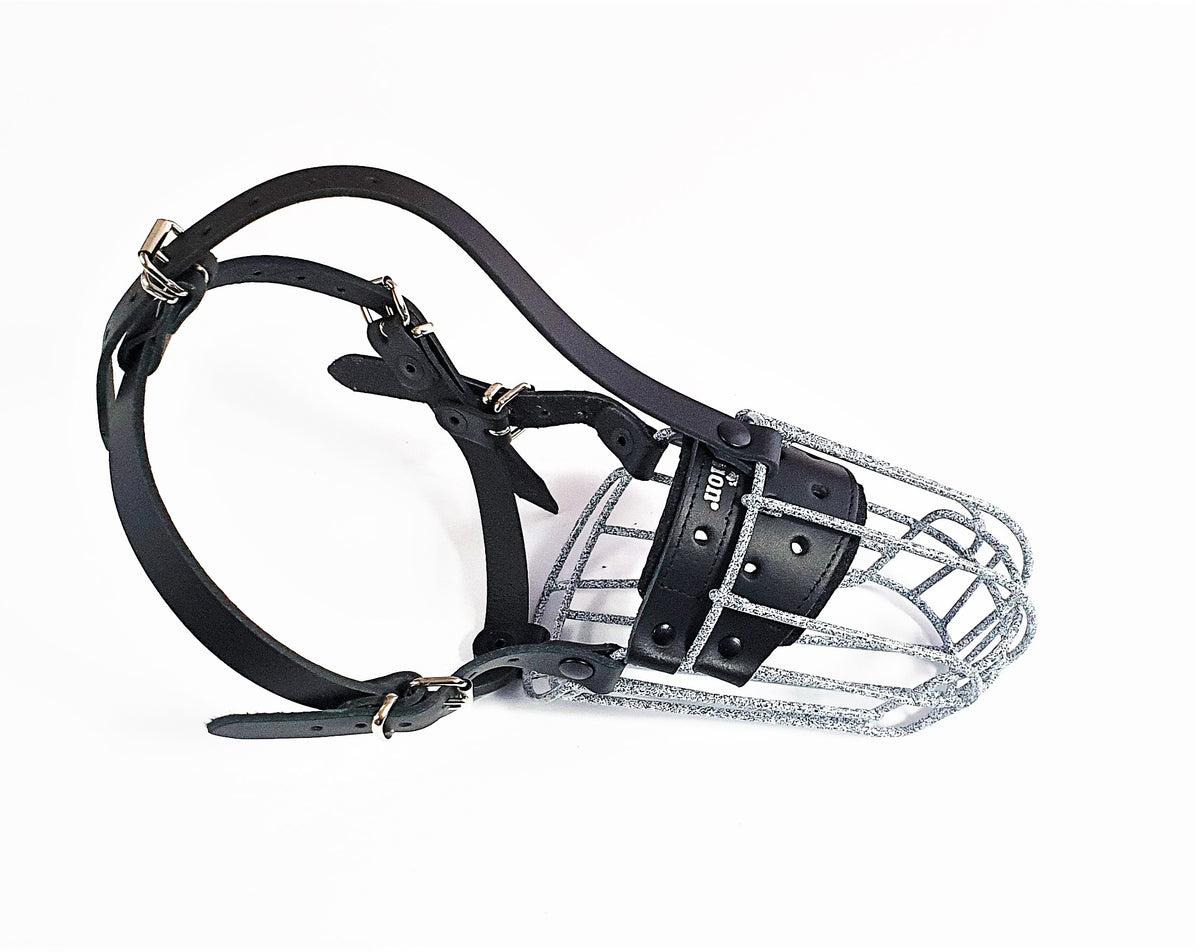 Black Leather Spotted Metal Muzzle