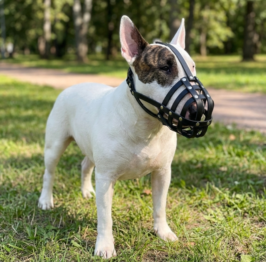 Leichter Leder-Maulkorb für Englische Bullterrier und ähnliche Schnauzenformen