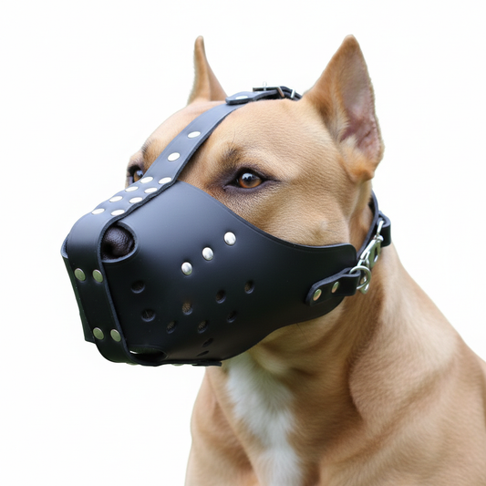 Starker Maulkorb aus echtem Leder für Staffordshire Terrier und ähnliche Schnauzenformen