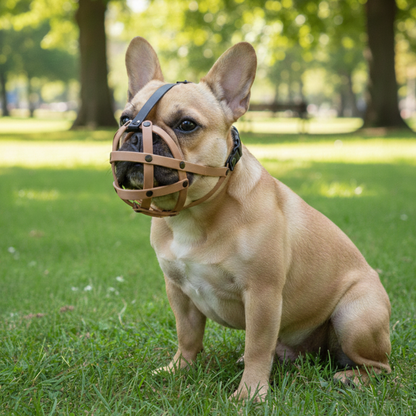 Biothane Dog Muzzle | Training & Behaviour | Waterproof | Frenchie Muzzle - Brown