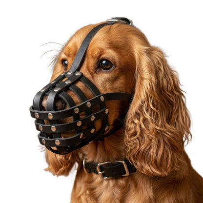Lightweight Leather Dog Muzzle for Continental Toy Spaniel Papillon & similar snouts