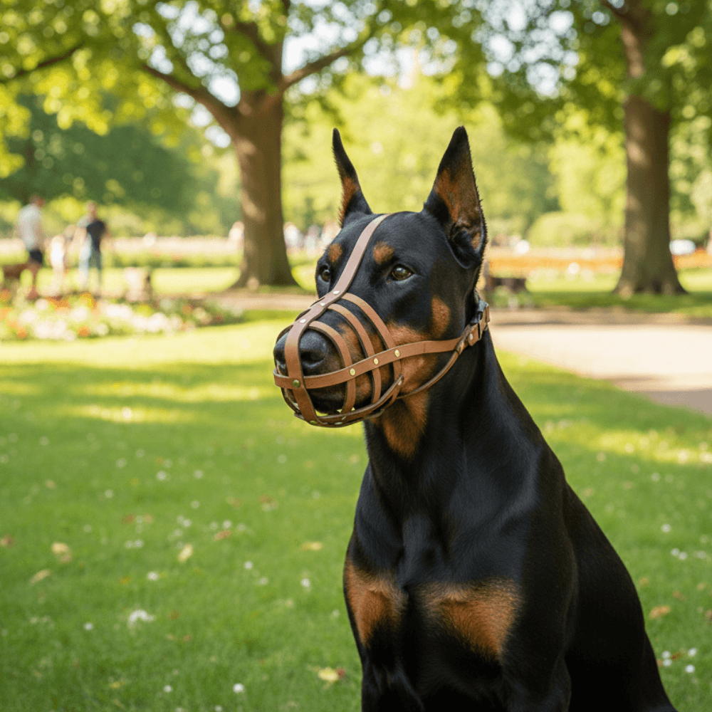 Leichter Ledermaulkorb für Dobermann und andere ähnliche Schnauzen