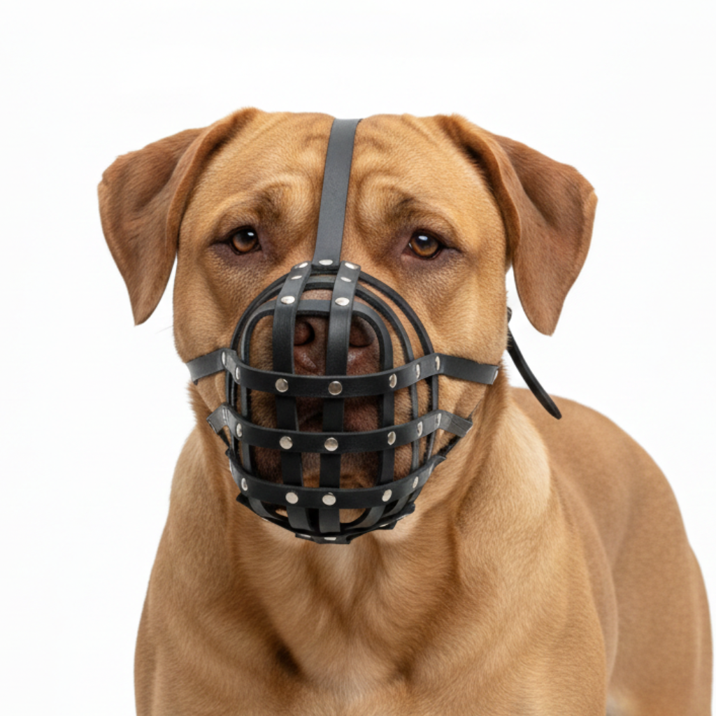 Leichter Leder-Hundemaulkorb für Dogue de Bordeaux und Bullmastiff | Hundemaulkorb aus echtem Leder