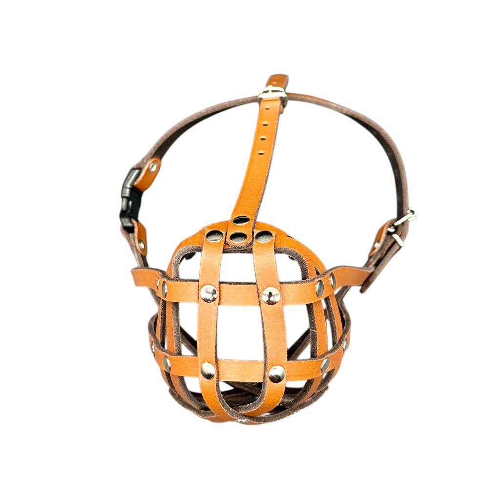 Lightweigh Leather Dog Muzzle for French Bulldogs "Frenchies" and Other Similar Breeds | Real Leather Dog Muzzle