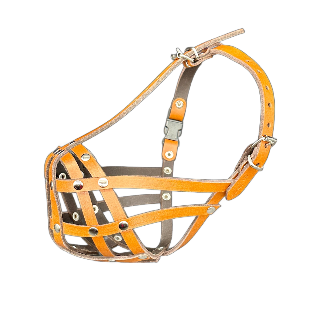 Lightweigh Leather Dog Muzzle for French Bulldogs "Frenchies" and Other Similar Breeds | Real Leather Dog Muzzle