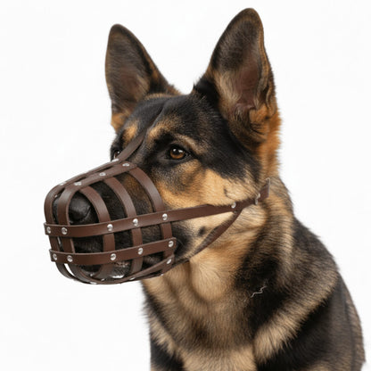 Lightweight Leather Dog Muzzle for German Shepherd, Labrador, Setter and Similar Snouts | Real Leather Dog Muzzle