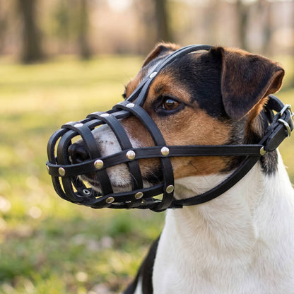 Leichter Leder-Maulkorb für Jack Russell und ähnliche Hunde