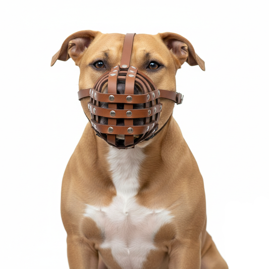 Leichter Maulkorb aus echtem Leder für Pitbulls und andere ähnliche Schnauzen