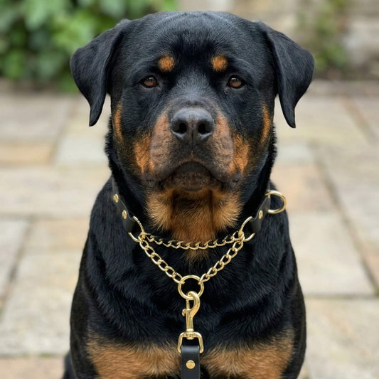 L&J Pets UK Martingale-Hundehalsband & Leinen-Set | wasserfest & geruchsabweisend | BioThane-Gurtband | Kette aus massivem Messing | hergestellt in Großbritannien