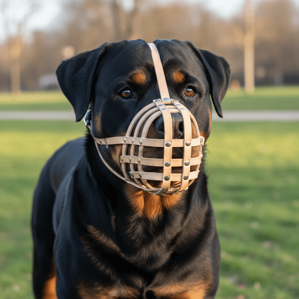 Leichter Leder-Hundemaulkorb für Rottweiler, Mastiff und ähnlich große Hunde – Natur