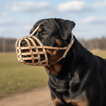Leichter Leder-Hundemaulkorb für Rottweiler, Mastiff und ähnlich große Hunde – Natur