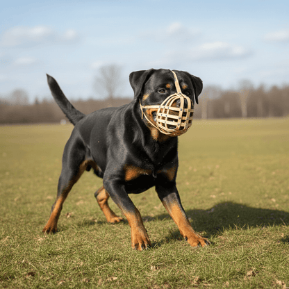 Leichter Leder-Hundemaulkorb für Rottweiler, Mastiff und ähnlich große Hunde – Natur