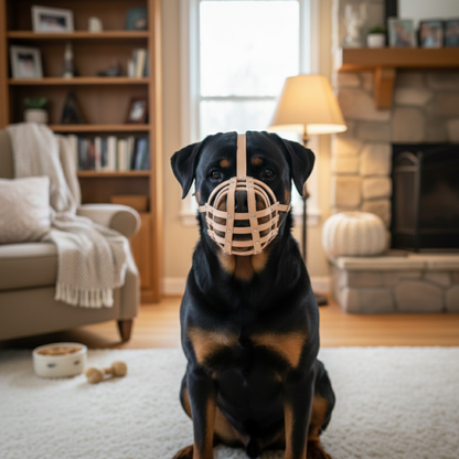 Leichter Leder-Hundemaulkorb für Rottweiler, Mastiff und ähnlich große Hunde – Natur